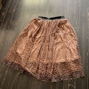 Leopard print tulle midi-skirt